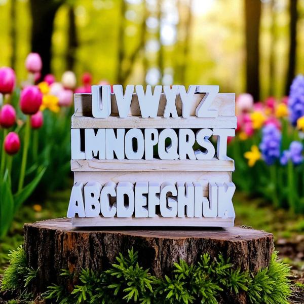 Deko Buchstaben von A-Z - 4,7 cm hoch - weiß aus Raysin - Artikel-Nr. 1100051