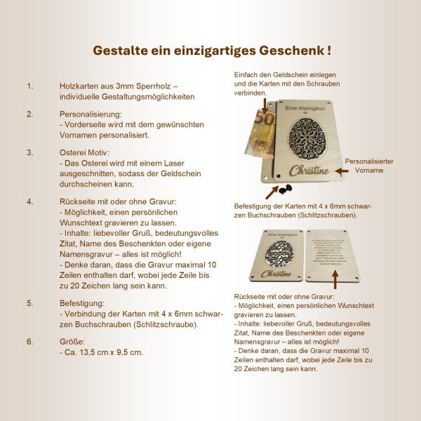 Holzkarte zu Ostern: Stilvolle Geldgeschenke personalisiert mit Namen – Die perfekte Geschenkidee für deine Liebsten!