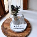 Tischdeko Geschenkset Dekoteller mit Schriftzug Schön, dass es dich gibt Tablett geriffelte Vase oder Stabkerzenhalter Lichthaus - Artikel-Nr.: 1100058